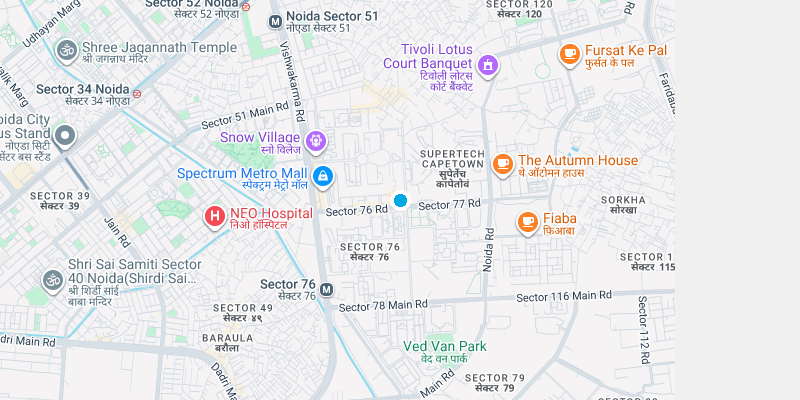 Map showing Steamworks location in Sector 76, Noida