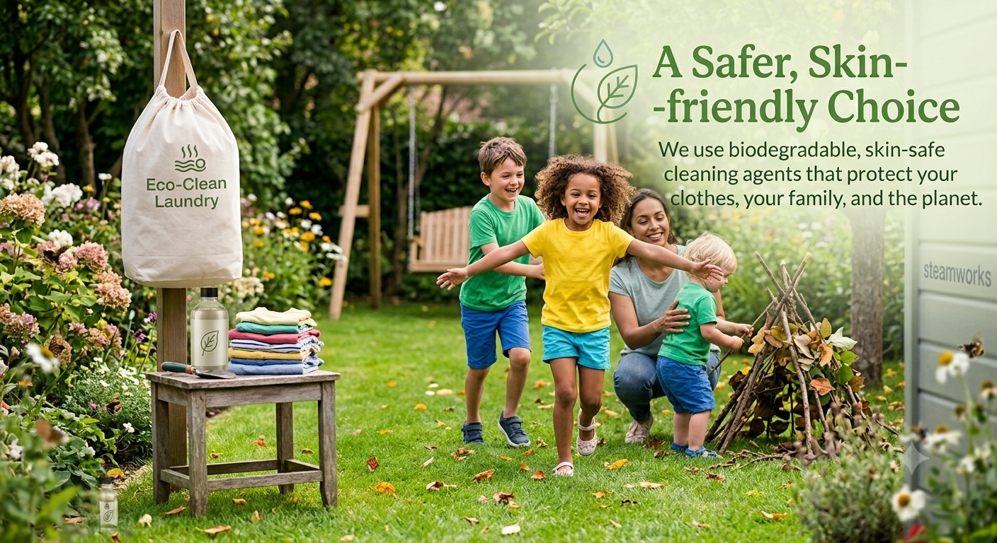 Happy children playing outdoors — eco-friendly laundry safe for families
